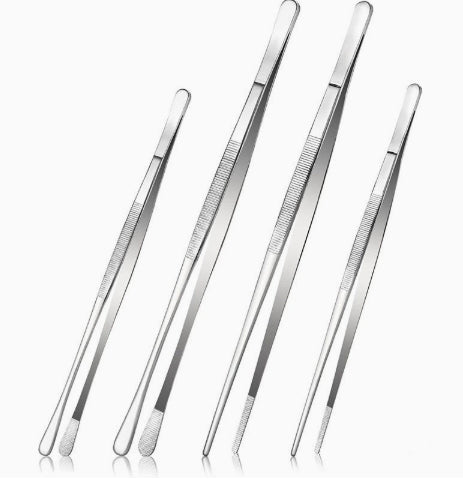 Stainless Steel Barbecue Tongs Outdoor Retro Long-handle Clip Fried Steak Anti-scald Restaurant Kitchen Plate Holder