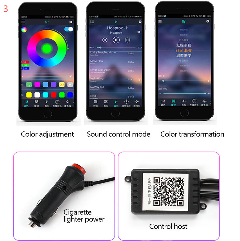 Car Fiber Optic Ambient Light Modified Car Interior Cool Light APP Rhythm Light