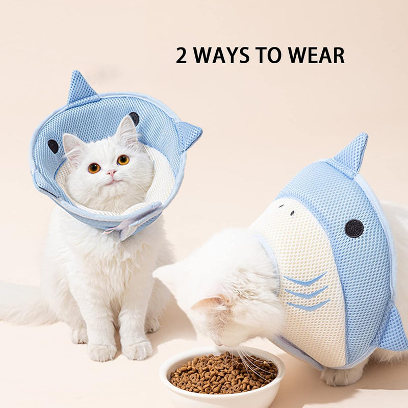 Coleira Isabelina para Gatos em Forma de Tubarão, Suave e Respirável, Proteção de Pescoço Confortável para Gatinhos, Anti-lambedura para Cuidados e Pós-operatório