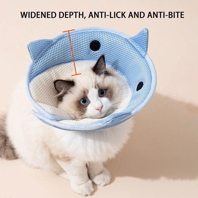 Coleira Isabelina para Gatos em Forma de Tubarão, Suave e Respirável, Proteção de Pescoço Confortável para Gatinhos, Anti-lambedura para Cuidados e Pós-operatório