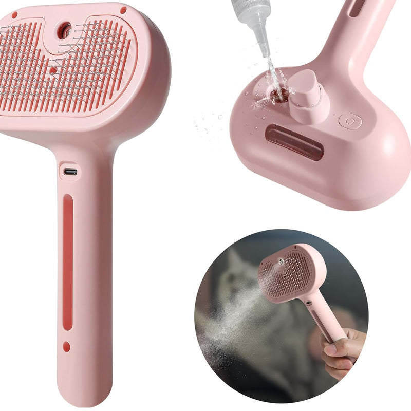 Spray Cat Brush For Shedding Water Brush For Cats And Dogs Pet Hair Removal Comb With Water Tank And Release Button Steamy Cat Brush Pet Spray Hair Comb