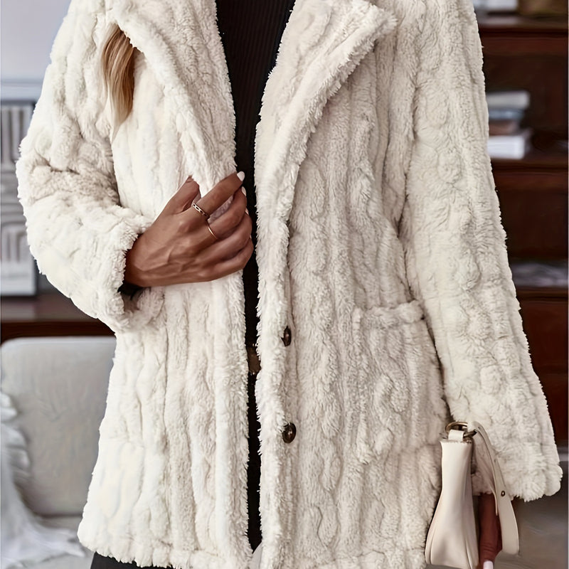 Double-sided Plush Water Ripple Button Cardigan Pocket Lapel Casual Top Jacket