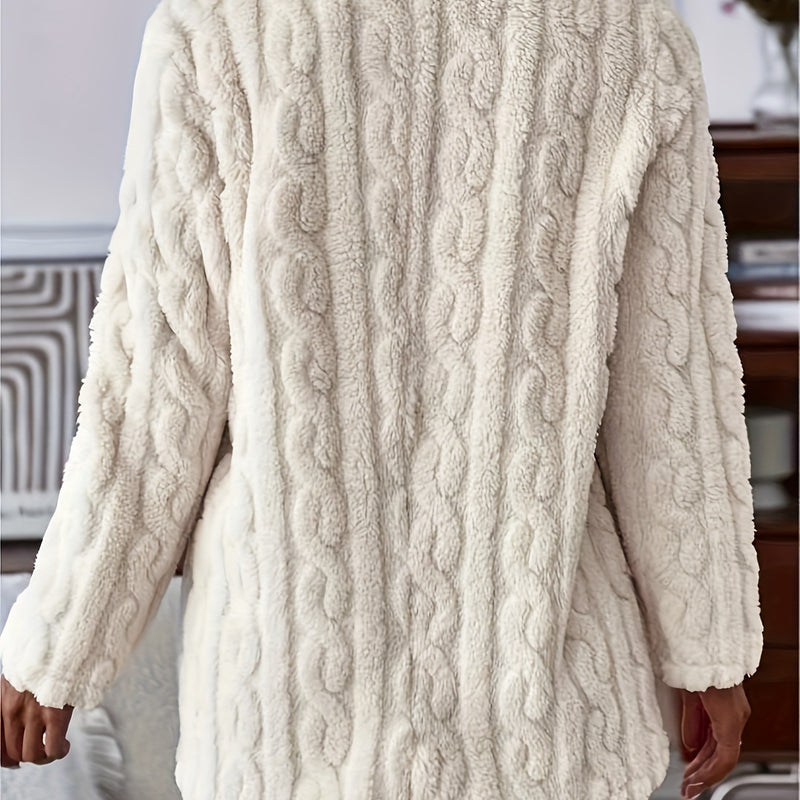 Double-sided Plush Water Ripple Button Cardigan Pocket Lapel Casual Top Jacket