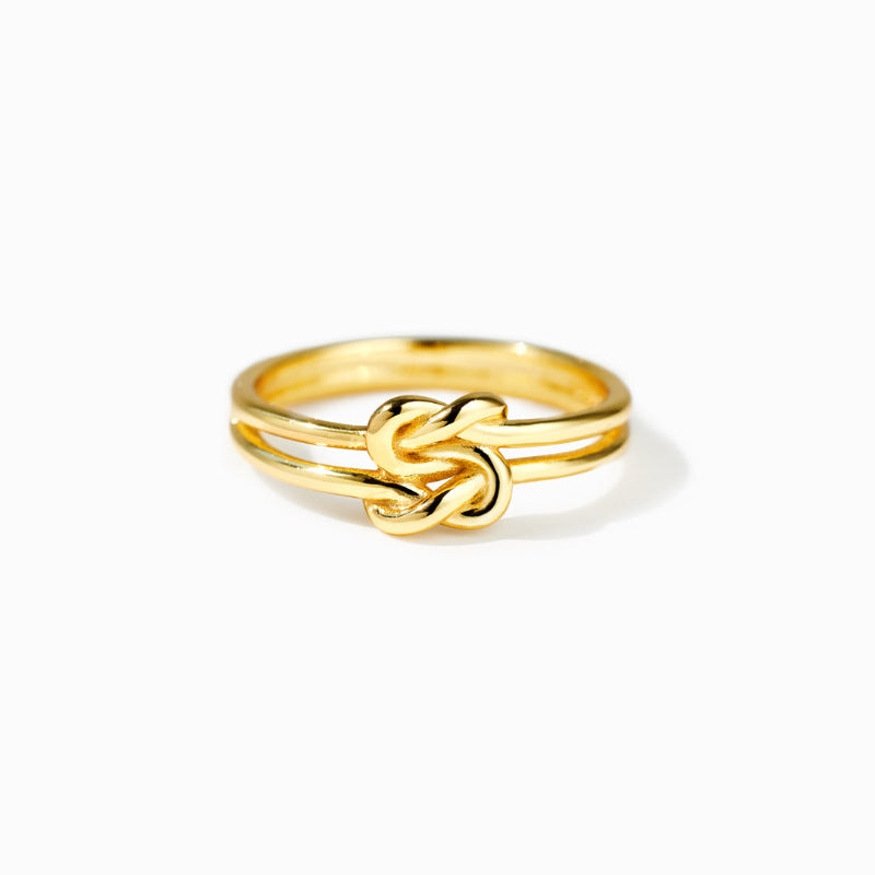 S925 prata esterlina mãe e filha anel duplo nó feminino simples