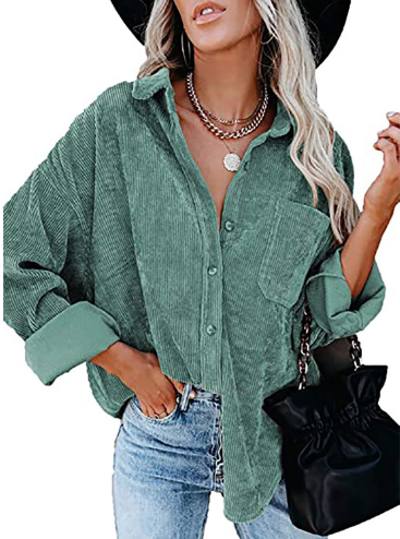 Solid Color Lapel Corduroy Casual Jacket