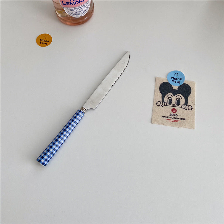 Western Ceramic Tableware High Quality Stainless Steel Handle Spork Dessert Fork Spork Spoon Cutlery