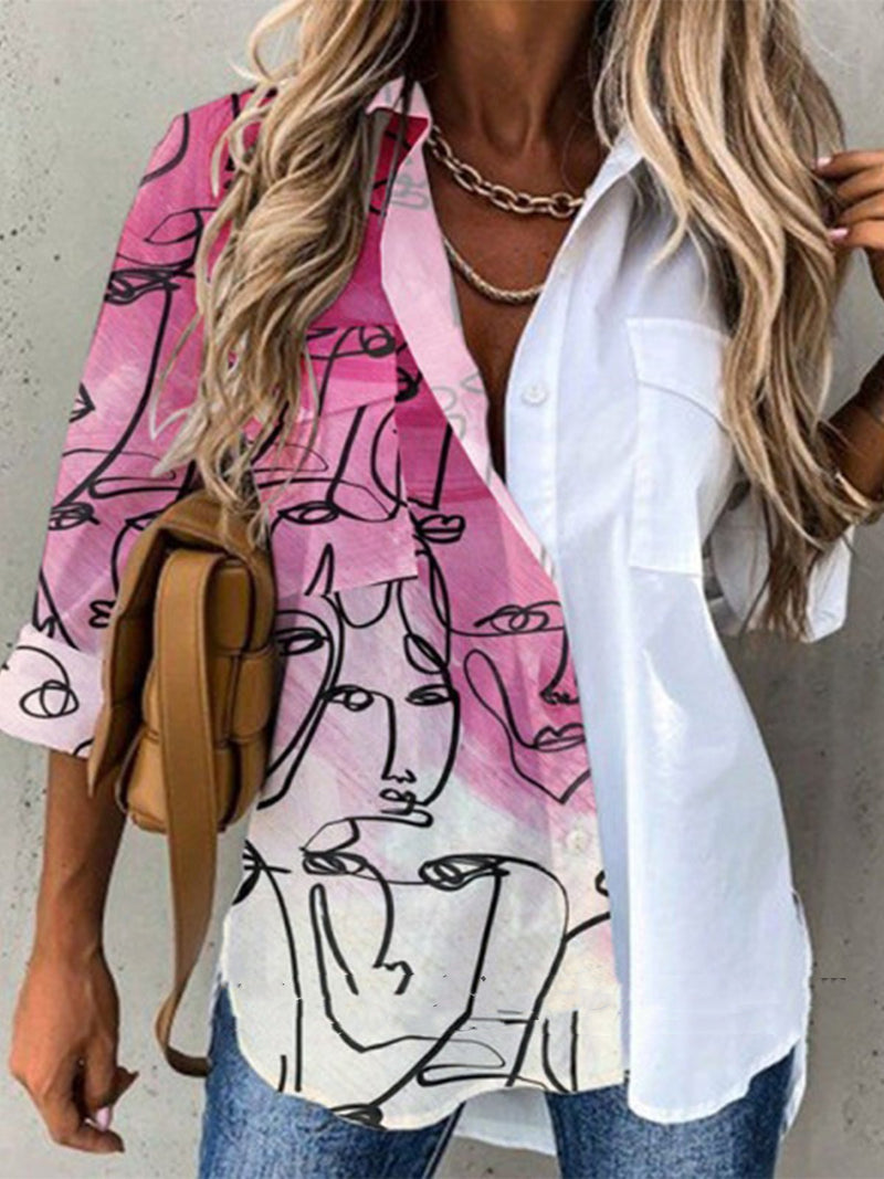 Damen-Blusenshirt mit Blumenmuster und langen Ärmeln