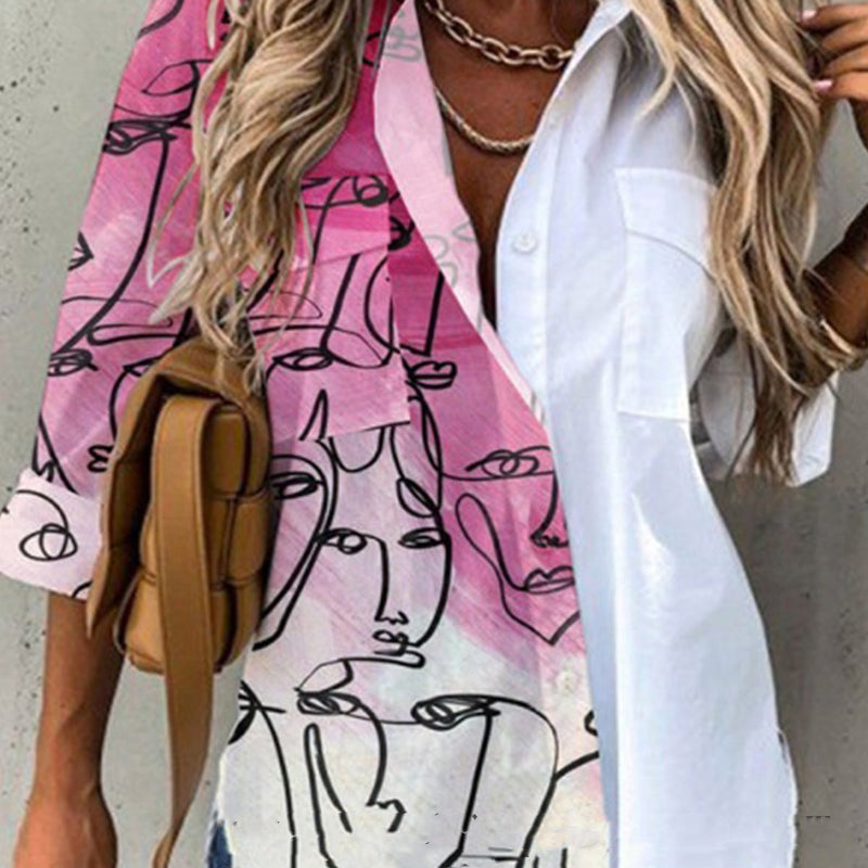 Damen-Blusenshirt mit Blumenmuster und langen Ärmeln