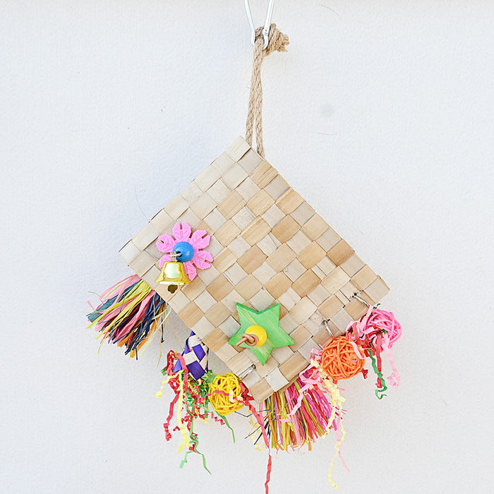 Parrot Bird Toy Palm Leaf Weaving Foraging Bag