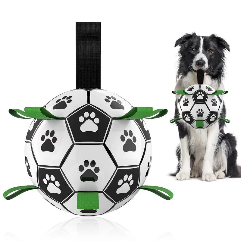 Brinquedo interativo de futebol para cães, bola de futebol inflada, brinquedo de treinamento para cães, borda externa, bolas de collie para cães grandes, suprimentos para animais de estimação