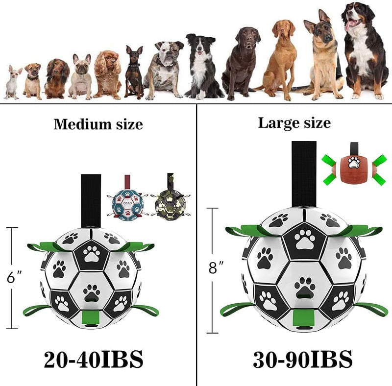 Brinquedo interativo de futebol para cães, bola de futebol inflada, brinquedo de treinamento para cães, borda externa, bolas de collie para cães grandes, suprimentos para animais de estimação