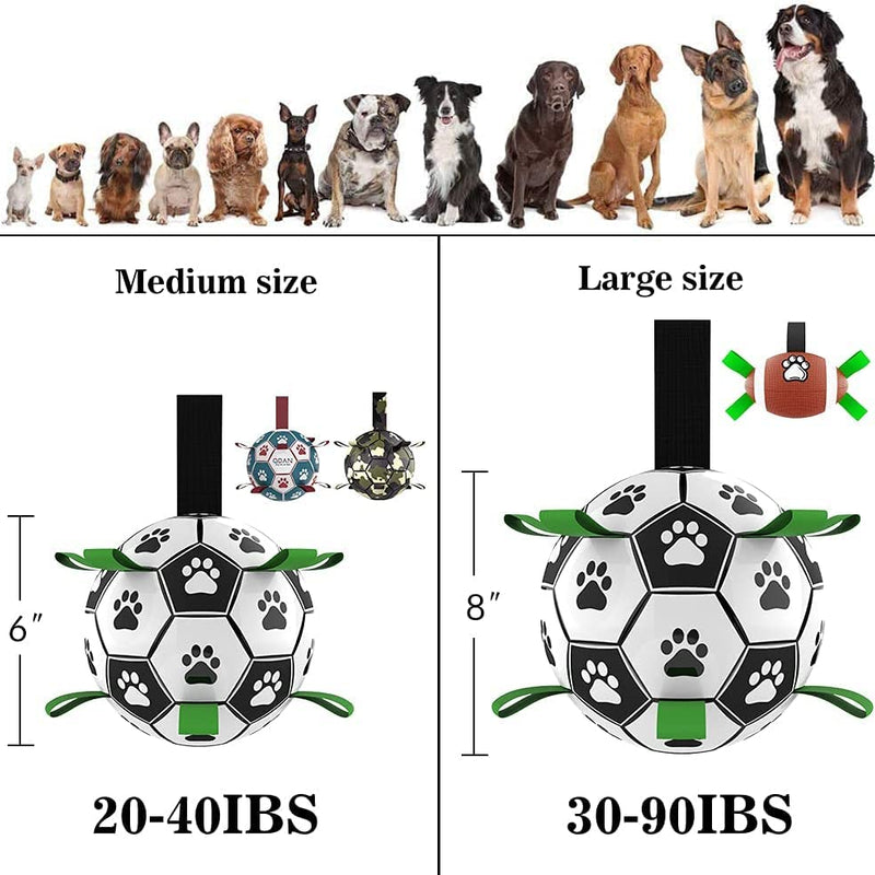 Brinquedo interativo de futebol para cães, bola de futebol inflada, brinquedo de treinamento para cães, borda externa, bolas de collie para cães grandes, suprimentos para animais de estimação