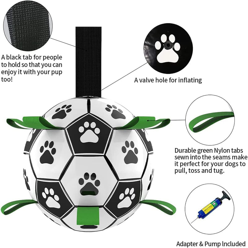 Brinquedo interativo de futebol para cães, bola de futebol inflada, brinquedo de treinamento para cães, borda externa, bolas de collie para cães grandes, suprimentos para animais de estimação
