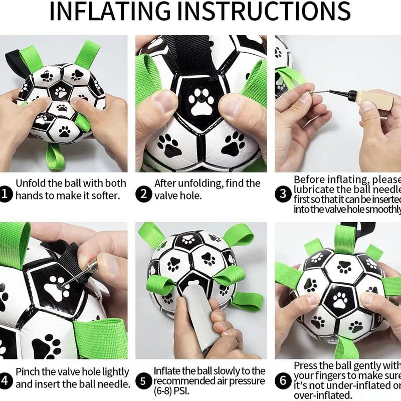 Brinquedo interativo de futebol para cães, bola de futebol inflada, brinquedo de treinamento para cães, borda externa, bolas de collie para cães grandes, suprimentos para animais de estimação