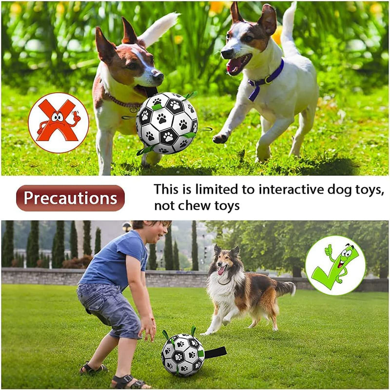 Brinquedo interativo de futebol para cães, bola de futebol inflada, brinquedo de treinamento para cães, borda externa, bolas de collie para cães grandes, suprimentos para animais de estimação