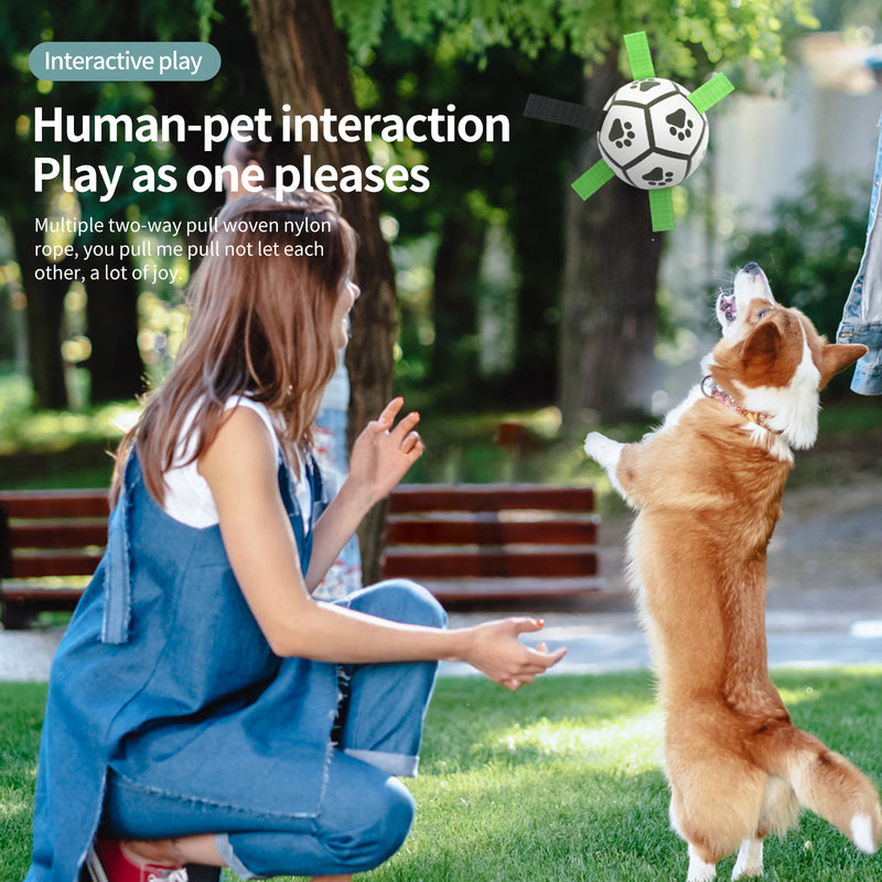Brinquedo interativo de futebol para cães, bola de futebol inflada, brinquedo de treinamento para cães, borda externa, bolas de collie para cães grandes, suprimentos para animais de estimação