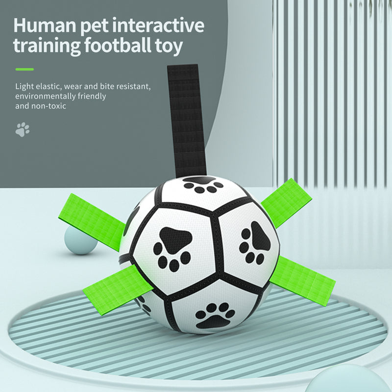 Brinquedo interativo de futebol para cães, bola de futebol inflada, brinquedo de treinamento para cães, borda externa, bolas de collie para cães grandes, suprimentos para animais de estimação