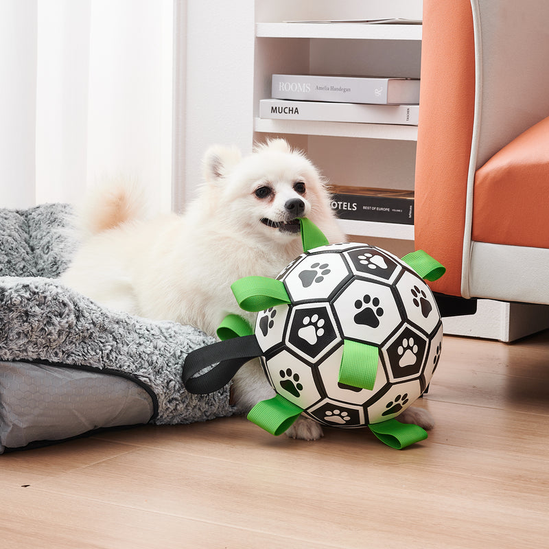 Brinquedo interativo de futebol para cães, bola de futebol inflada, brinquedo de treinamento para cães, borda externa, bolas de collie para cães grandes, suprimentos para animais de estimação