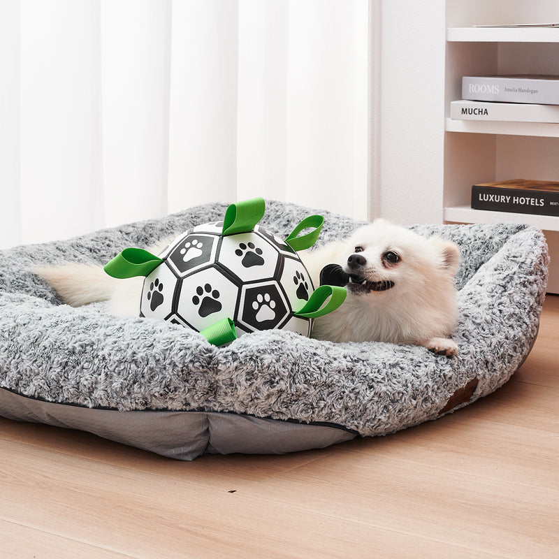 Brinquedo interativo de futebol para cães, bola de futebol inflada, brinquedo de treinamento para cães, borda externa, bolas de collie para cães grandes, suprimentos para animais de estimação