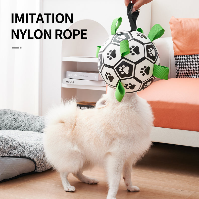 Brinquedo interativo de futebol para cães, bola de futebol inflada, brinquedo de treinamento para cães, borda externa, bolas de collie para cães grandes, suprimentos para animais de estimação