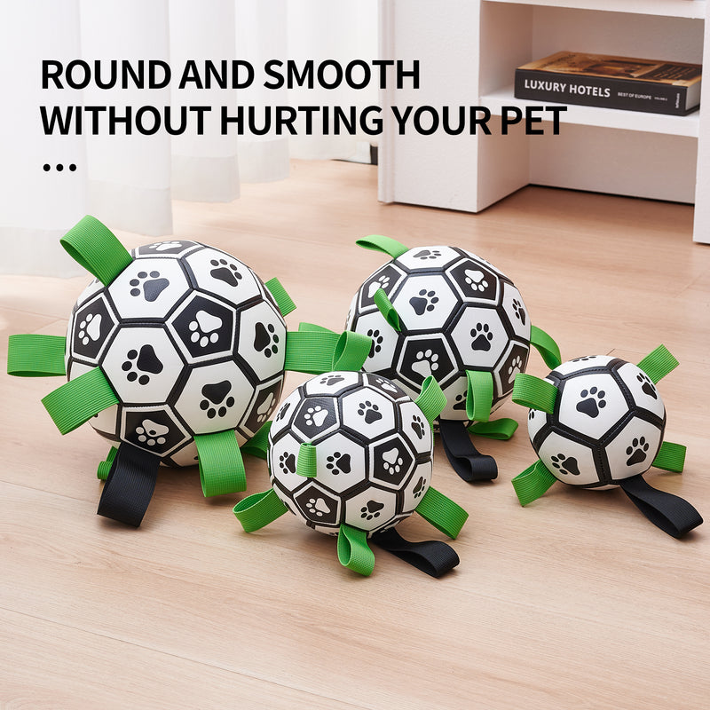 Brinquedo interativo de futebol para cães, bola de futebol inflada, brinquedo de treinamento para cães, borda externa, bolas de collie para cães grandes, suprimentos para animais de estimação