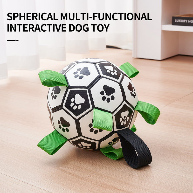 Brinquedo interativo de futebol para cães, bola de futebol inflada, brinquedo de treinamento para cães, borda externa, bolas de collie para cães grandes, suprimentos para animais de estimação