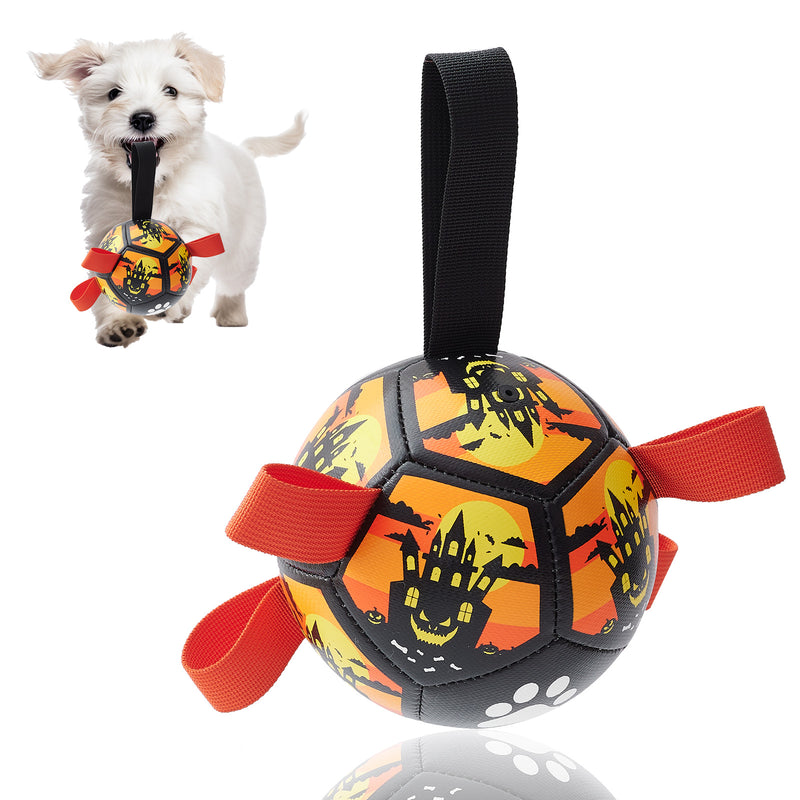 Brinquedo interativo de futebol para cães, bola de futebol inflada, brinquedo de treinamento para cães, borda externa, bolas de collie para cães grandes, suprimentos para animais de estimação