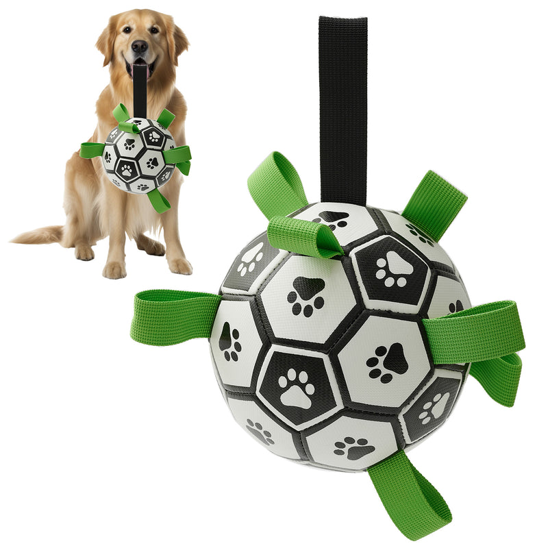 Brinquedo interativo de futebol para cães, bola de futebol inflada, brinquedo de treinamento para cães, borda externa, bolas de collie para cães grandes, suprimentos para animais de estimação