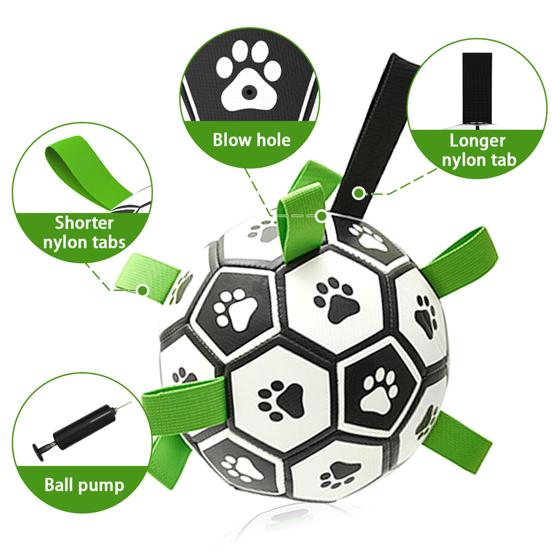 Brinquedo interativo de futebol para cães, bola de futebol inflada, brinquedo de treinamento para cães, borda externa, bolas de collie para cães grandes, suprimentos para animais de estimação