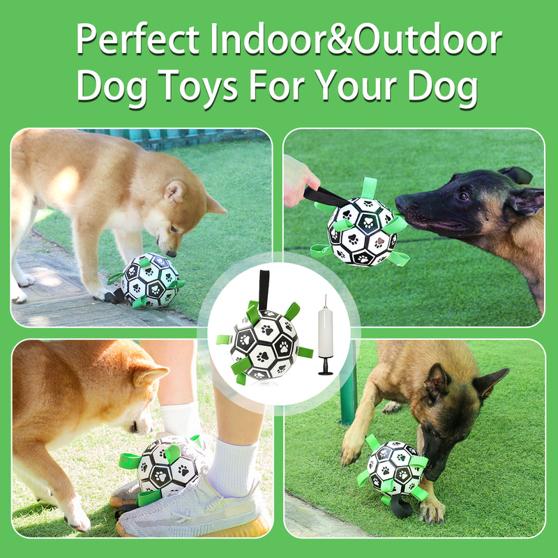 Brinquedo interativo de futebol para cães, bola de futebol inflada, brinquedo de treinamento para cães, borda externa, bolas de collie para cães grandes, suprimentos para animais de estimação