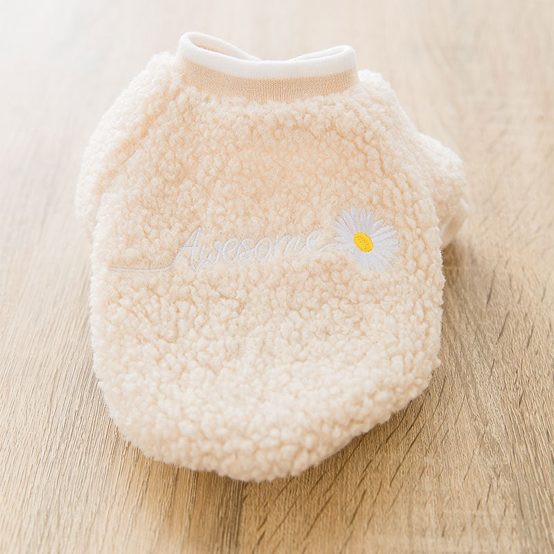 Warmer Teddy-Mantel mit Hundepfoten-Stickerei