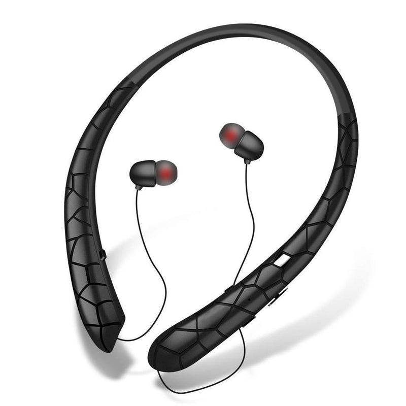 Auscultadores Bluetooth Sem Fios com Fita de Pescoço, Fio Retrátil, Chamadas Mãos-Livres e Som Estéreo para Desporto