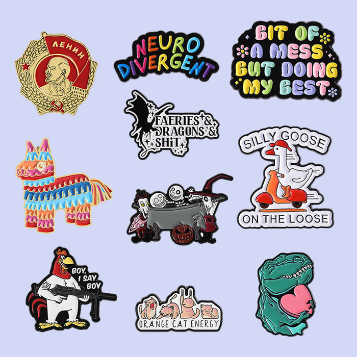 English Letter Quote Creative Brooches Badges And Pins
