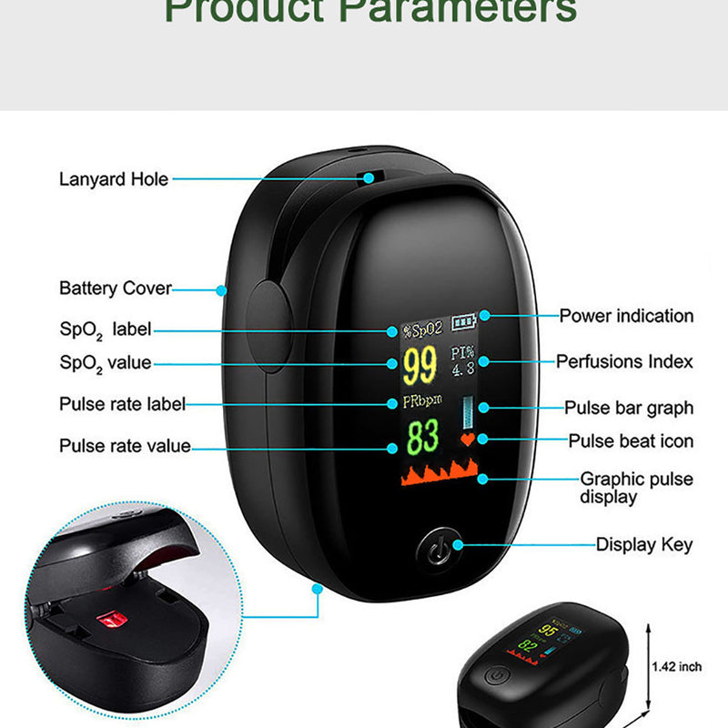 Fingertip Pulse Oximeter - OLED Display Blood Oxygen Saturation & Heart Rate Monitor With Perfusion Index