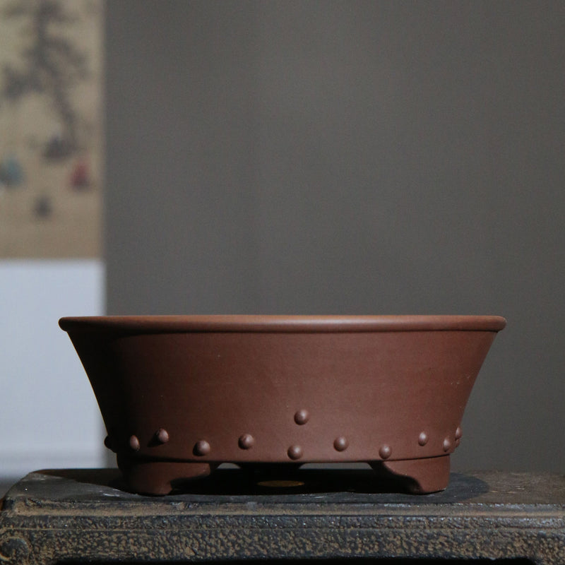 Purple Sand Flower Pot Round Drum Ding Drum Point Round Bowl Basin Raw Ore Mud Material Bonsai Basin