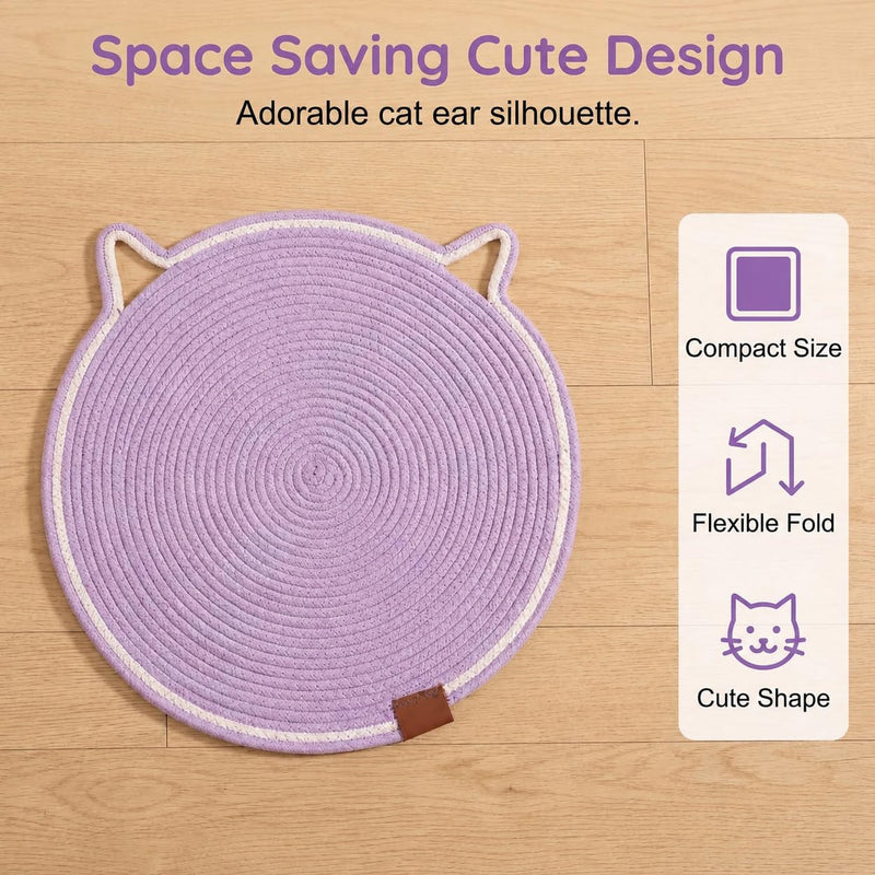 Cat Scratch Pad For Indoor Cats Kitten  Round Cat Scratcher Pad, Woven Cotton Rope Cat Scratching Mat, Couch Protector For Wall, Furniture, Carpets, Sofas