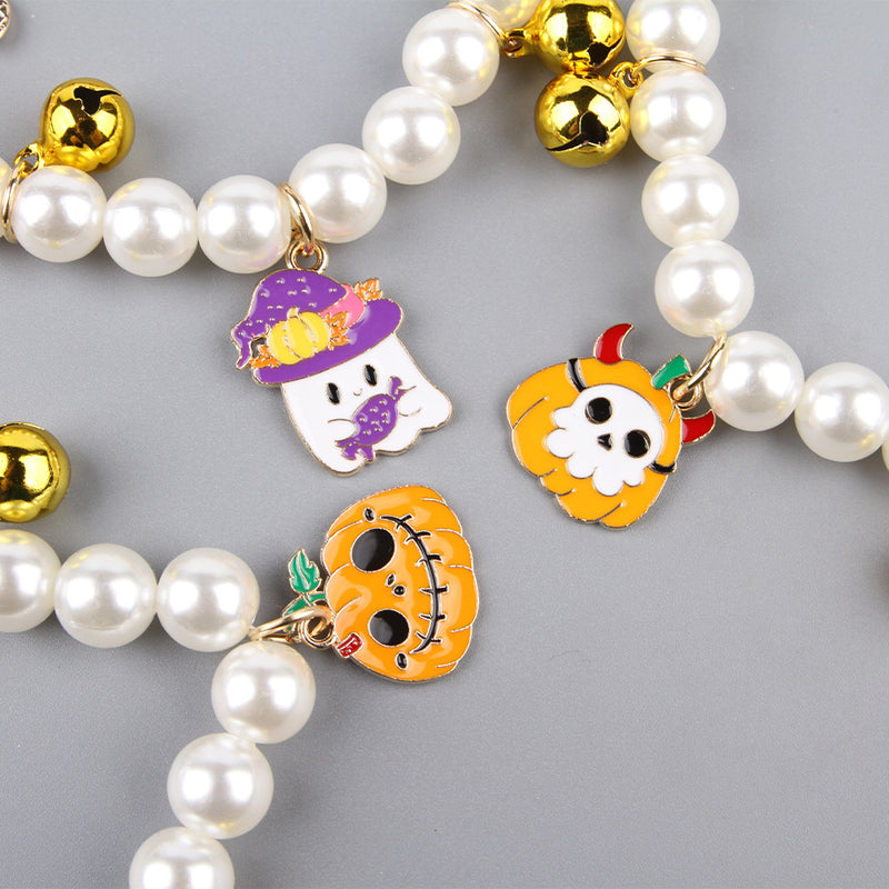 Halloween-Halsband für Katzen mit Perlenketten-Dekoration
