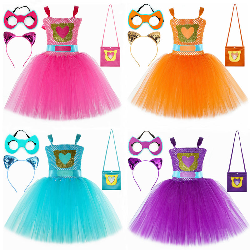 Super Cat Dress Children Cartoon Tulle Skirt Performance Wear