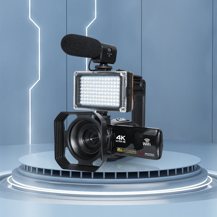 4K-Digitalcamcorder mit windgeschütztem Mikrofon und Aufhelllicht