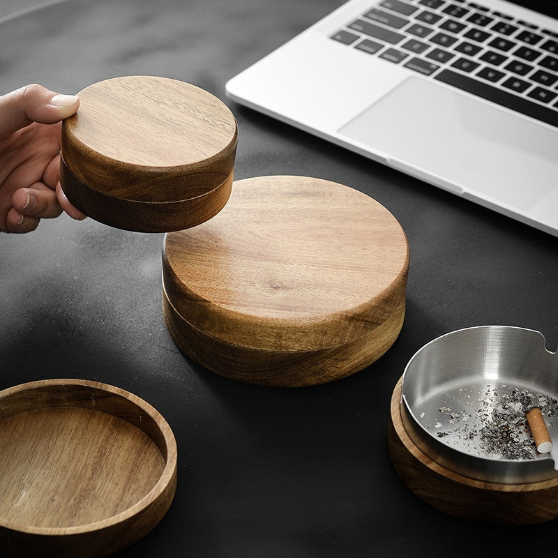 Round Ashtray Home Living Room With Lid Prevent Fly Ash