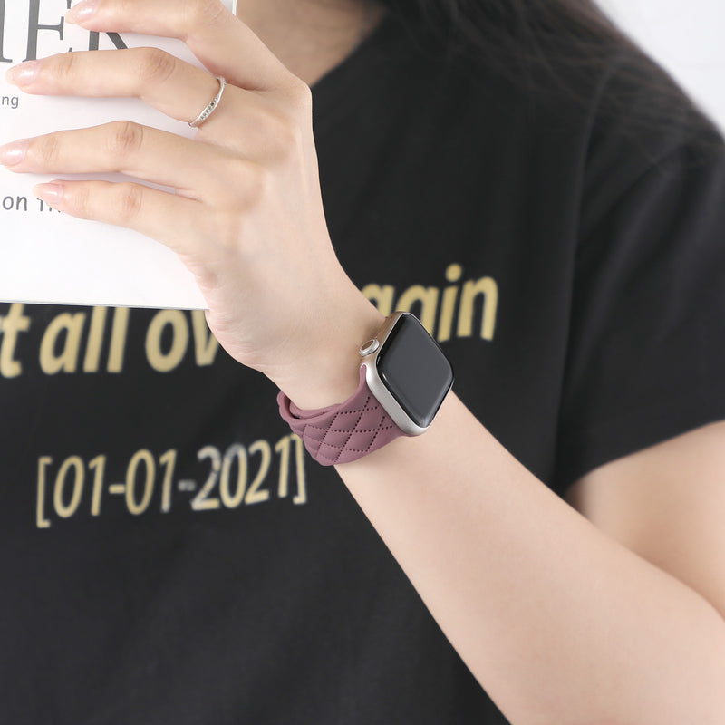 For Watch S9 Texture IwatchS8ULTRAL Silicone Butterfly Buckle Strap