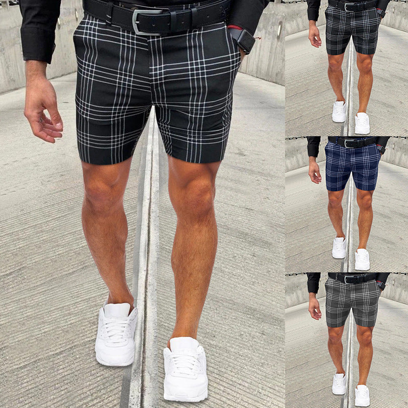 Men's Fashion Large Plaid Striped Straight Shorts