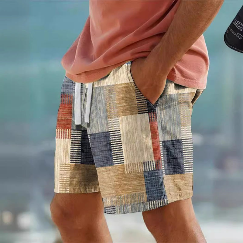 Calções de homem casuais com estampagem digital moderna e popular entre os jovens