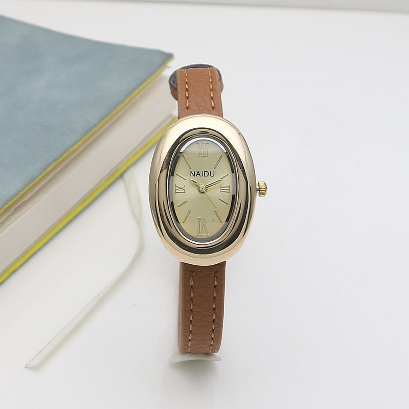 Oval Sub-dial Thin Strap Quartz Watch