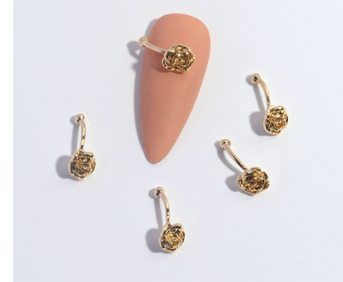 Nagelschmuck Zirkonia-Blume Quastenkette