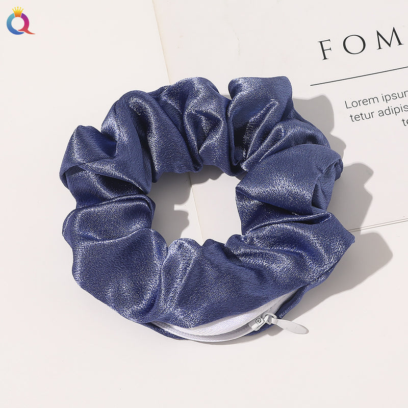 European And American Printed Satin Zipper Large Intestine Hair Ring