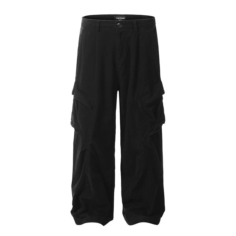 Calças de Homem Estilo "American High Street" de Trabalho com Bolsos e Corte Largo
