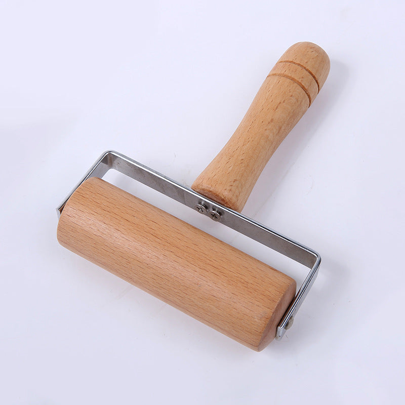 Factory direct selling cross border beech roller rolling pin household double head diamond painted pancake anti skid beech pizza pancake
