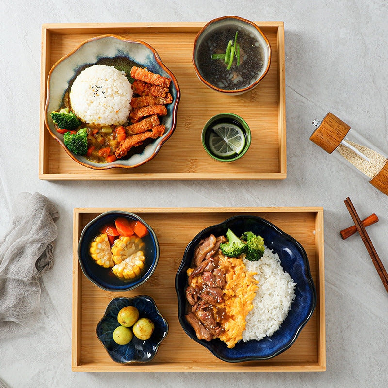 Household Bowl Dish & Plate Ceramic Fambe Tableware