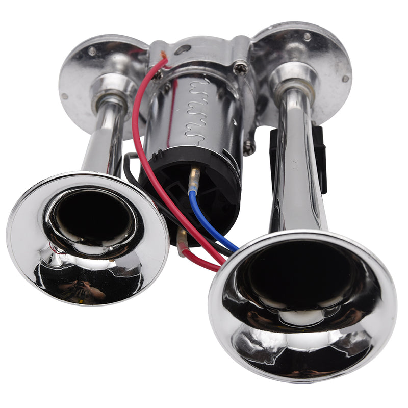 Car And Motorcycle Modified 12V/24V Double Pipe Conjoined Electric Horn With Air Pump